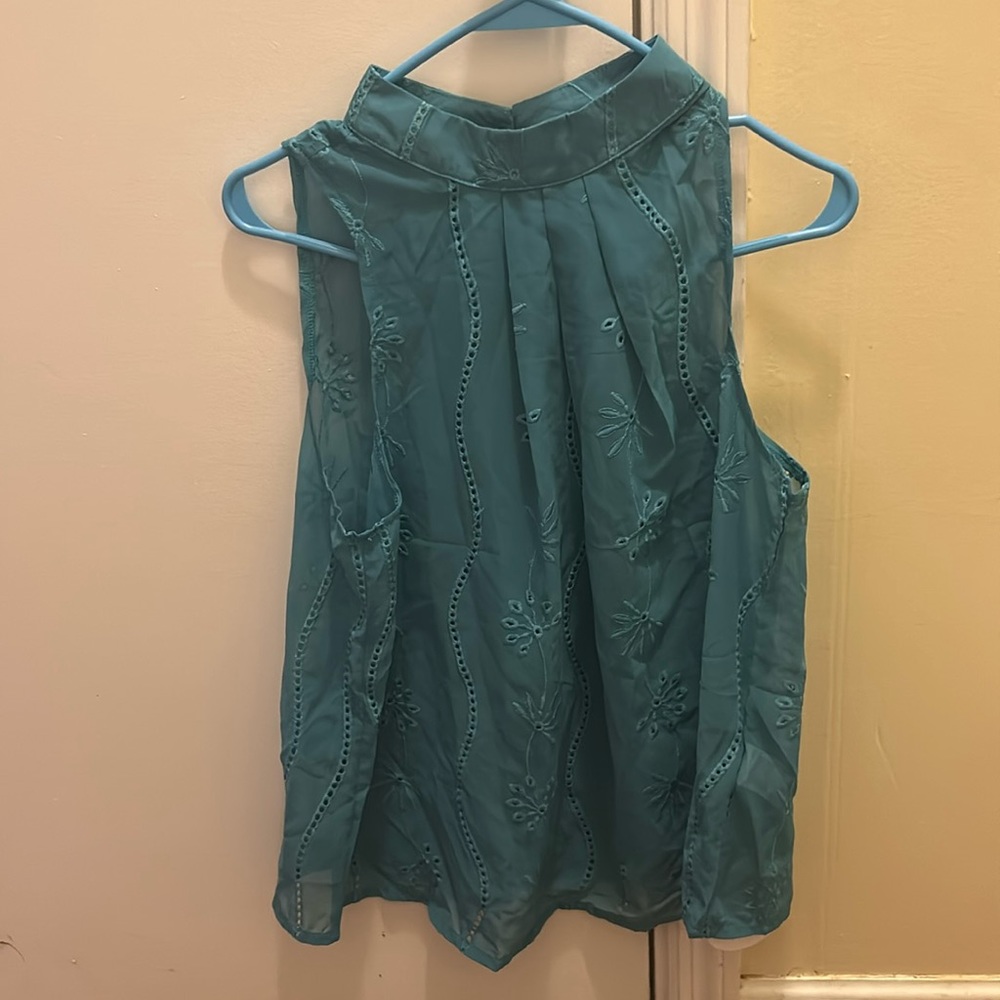 Sheer Blue High Neck Blouse